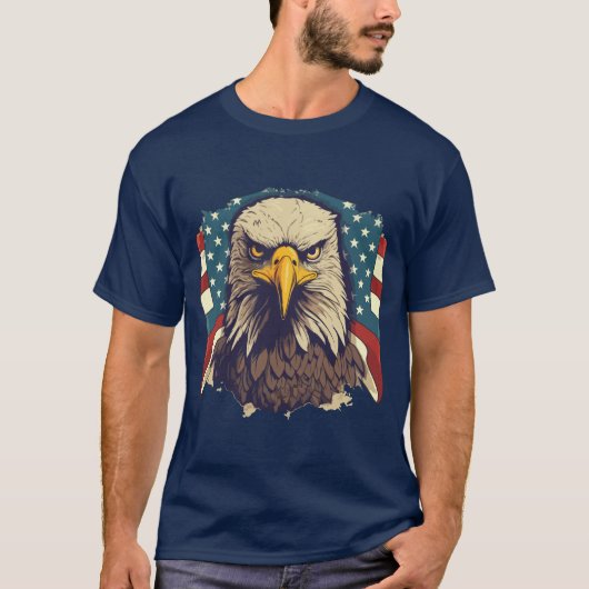 USA愛国ワシ アメリカ国旗 7月4日Tシャツ Tシャツ (正面)