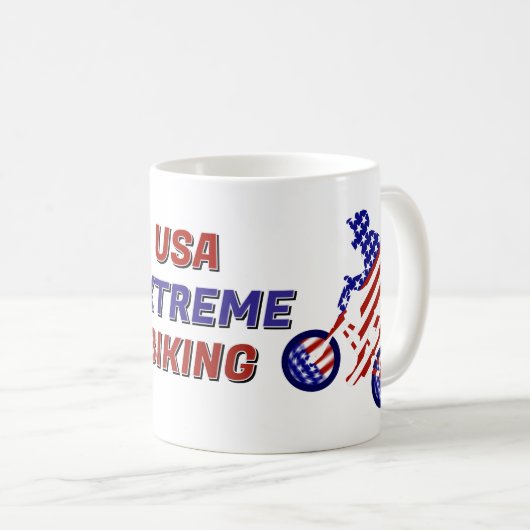 USA愛国心BMXサイクリング コーヒーマグカップ (正面右)