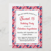 USA愛国的な甘い16誕生日 パーソナライズされた 招待状 (正面)