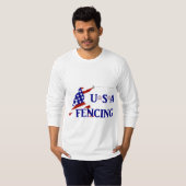 USA愛国的フェンシングエンガーデスポーツ Tシャツ (正面フル)
