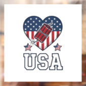 USA愛国花火ハートビンテージ ベクター シー ウィンドウサイン (シート2)