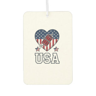 USA愛国花火ハートビンテージTシャツ カーエアーフレッシュナー