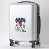 USA愛国花火ハートビンテージTシャツ シール (スーツケース)