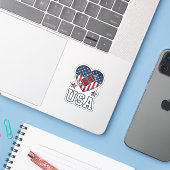 USA愛国花火ハートビンテージTシャツ シール (ノートパソコンとiPhone)