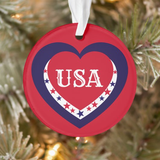 USA愛国赤白青ハートクリスマス オーナメント (ツリー)