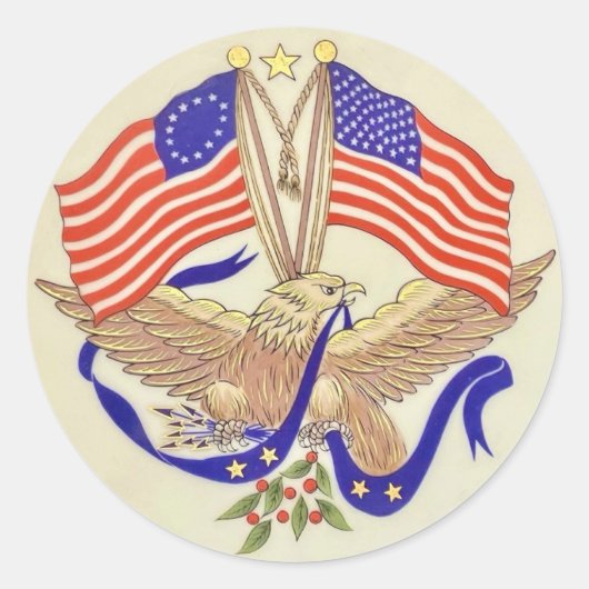 USA愛国  ラウンドシール (正面)