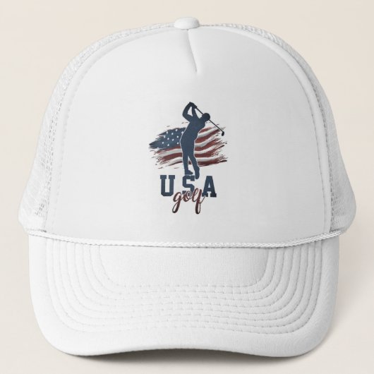 USA旗がはためくゴルフスイング キャップ (正面)