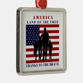 USA旗と兵士シルバーオーナメント メタルオーナメント (右)