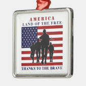 USA旗と兵士シルバーオーナメント メタルオーナメント (左)
