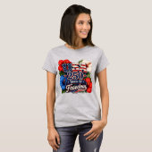 USA独立250周年トロピカルハイビスカスの花 Tシャツ (正面フル)