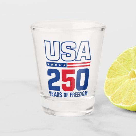 USA独立250周年記念愛国的なフラグデザイン ショットグラス (正面)