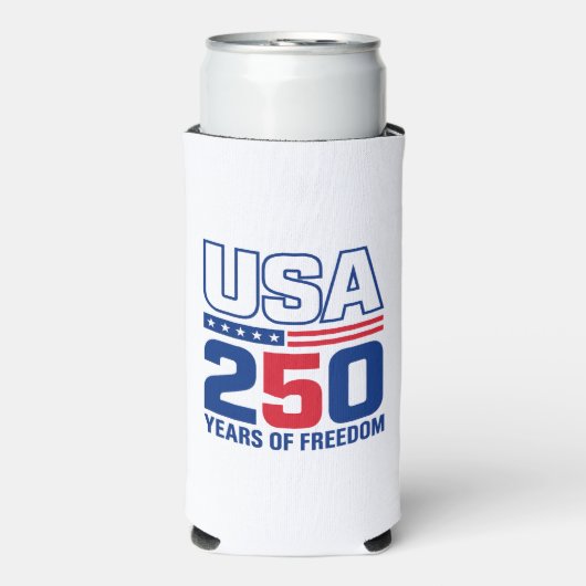 USA独立250周年記念愛国的なフラグデザイン スリム缶クーラー (Seltzer正面)