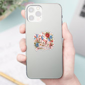 USA独立250周年記念 ヴィンテージ風愛国的な花柄 シール (スマートフォン)