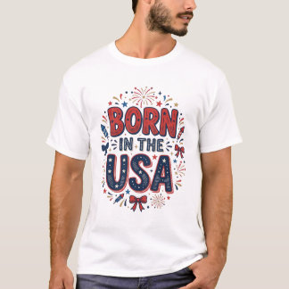 USA生まれの愛国的なヴィンテージTシャツデザイン_1 Tシャツ