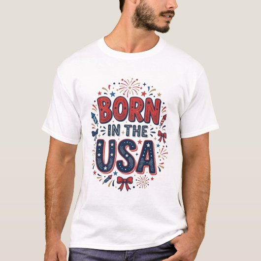 USA生まれの愛国的なヴィンテージTシャツデザイン_1 Tシャツ (正面)