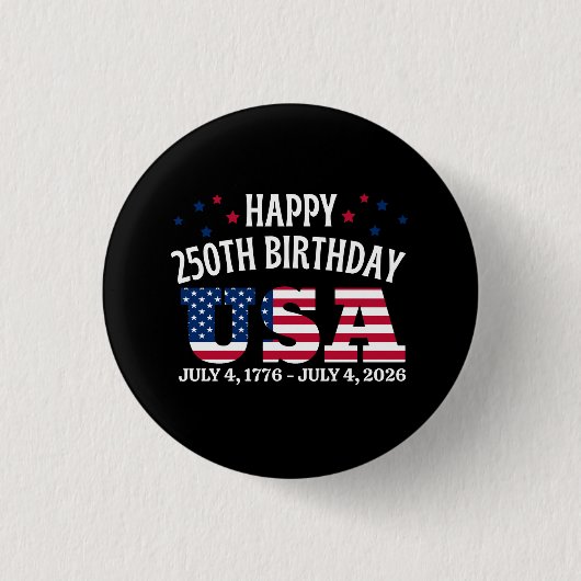 USA生誕250年おめでとう 7月4日 缶バッジ (正面)