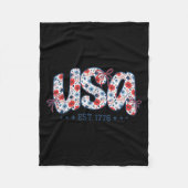 USA設立1776年 フラワープレピー 4thオブジュライ コケッティ ボー フリースブランケット (正面)