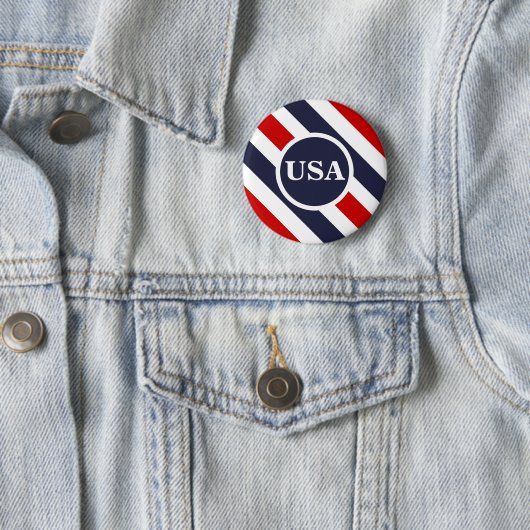 USA赤白青ストライプのラウンドボタン 缶バッジ (インサイチュ)