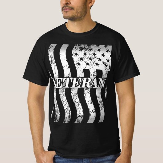 USA退役軍人 – 白ヴィンテージ垂直 Tシャツ (正面)