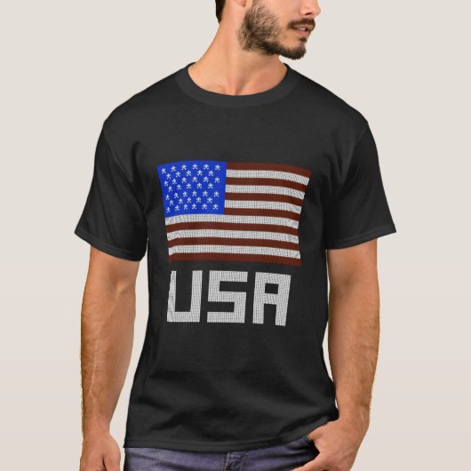 Usa醜いセータースタイル地理フラッグ Tシャツ (正面)