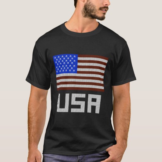 Usa醜いセータースタイル地理フラッグ Tシャツ (正面)