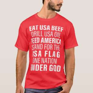 Usa食べ Beef Drill Usaアメリカ油は食べ物を与え次のスタンド Tシャツ