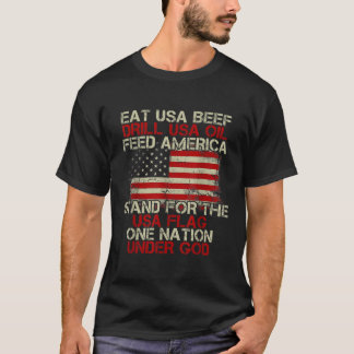 Usa食べ Beef Drill Usaアメリカ油は食べ物を与え次のスタンド Tシャツ