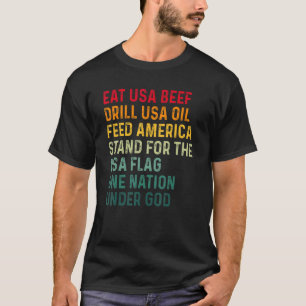 Usa食べ Beef Drill Usaアメリカ油は食べ物を与え次のスタンド Tシャツ