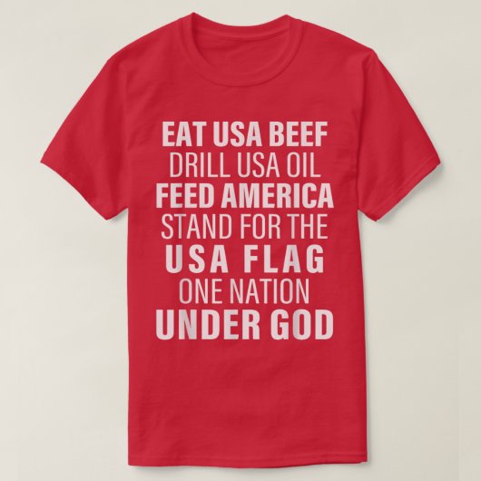 Usa食べ Beef Drill Usaアメリカ油は食べ物を与え次のスタンド Tシャツ (デザイン正面)