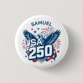 USA250 スケッチ フライングイーグル 花火 名入れ 缶バッジ