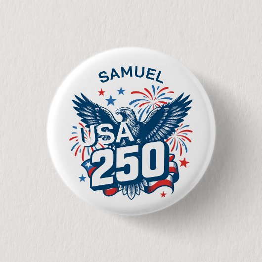 USA250 スケッチ フライングイーグル 花火 名入れ 缶バッジ (正面)