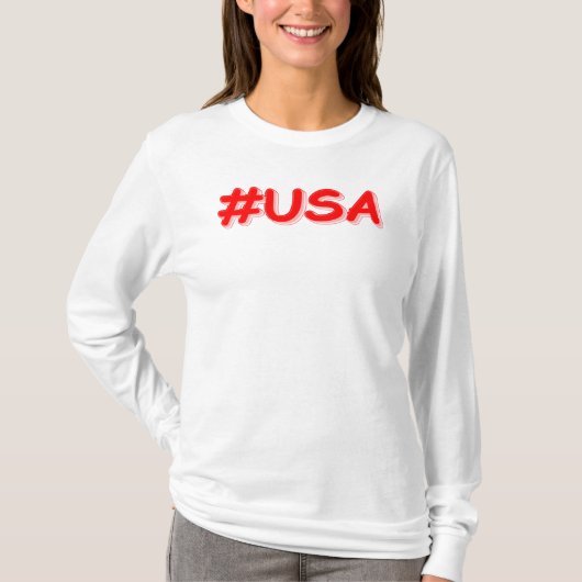 「#USA」かわいいデザイン。買今 Tシャツ (正面)