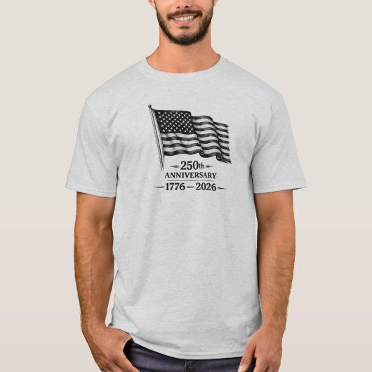 USA アニバーサリーTシャツ ベーシック ブラック インク シンプル Tシャツ (正面)