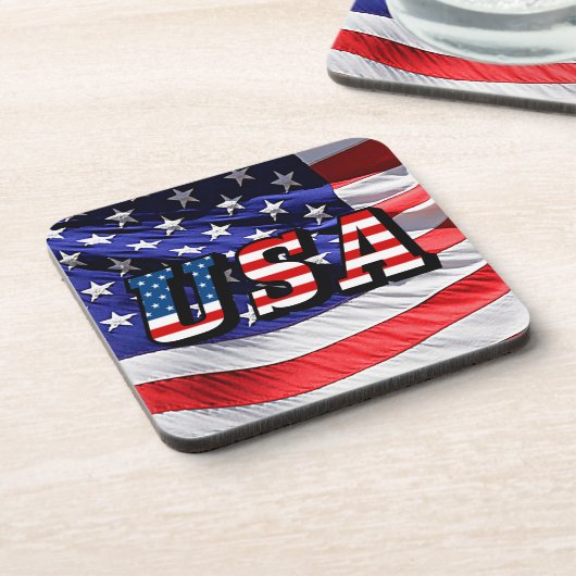USA - アメリカ国旗 ハードプラスチック コースター (左側)