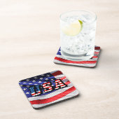 USA - アメリカ国旗 ハードプラスチック コースター (右側)