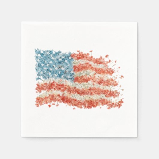 USA アメリカ国旗 フラワー スタンダードカクテルナプキン (正面)