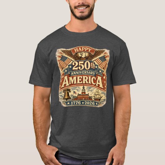 USA アメリカ 250周年記念 レトロ ヴィンテージ Tシャツ (正面)