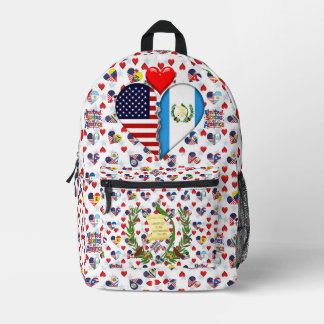 USA グアテマラ ハート旗 Hispanic Heritage プリントバックパック