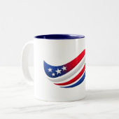 USA スターズ&ストライプス ウェーブスロー枕 | 赤 白 ツートーンマグカップ (正面左)