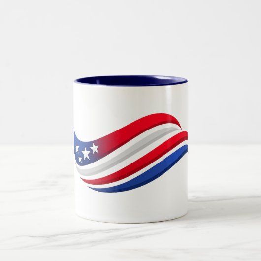 USA スターズ&ストライプス ウェーブスロー枕 | 赤 白 ツートーンマグカップ (中央)