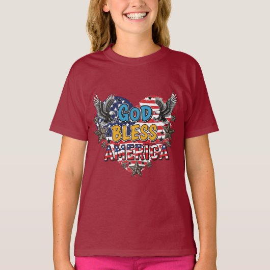 USA ストロング 神の祝福 アメリカ Tシャツ デザイン (正面)