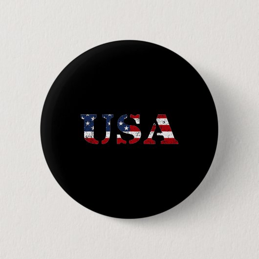 USA ダストレス アメリカ国旗 愛国的な七月四日 アメリカ 缶バッジ (正面)