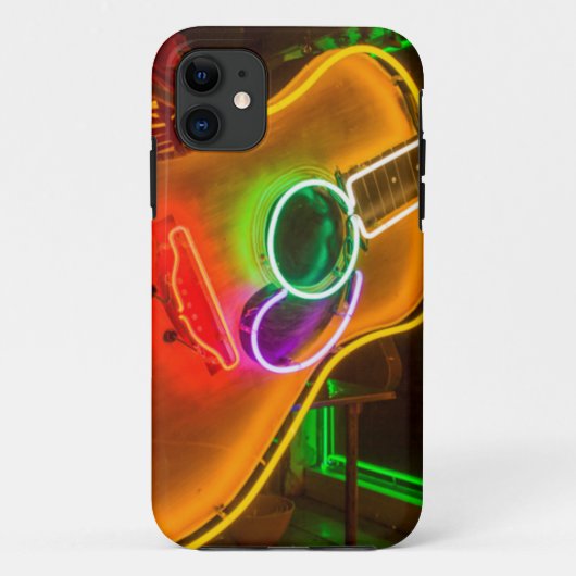 USA、テキサス州、オースティン。ブラックメールのネオンギター Case-Mate iPhoneケース (裏面)