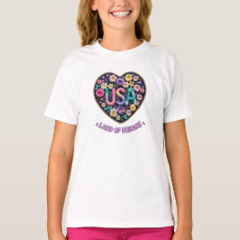 USA ドリームランド フラワー 3D刺繍アート Tシャツ