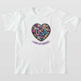 USA ドリームランド フラワー 3D刺繍アート Tシャツ