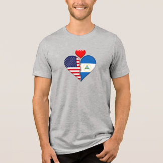 USA ニカラグア ハート フラッグ ヒスパニック文化遺産 トライブレンドTシャツ