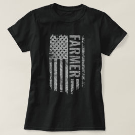 USA フラグ ディストressed ファーマーデザイン Tシャツ