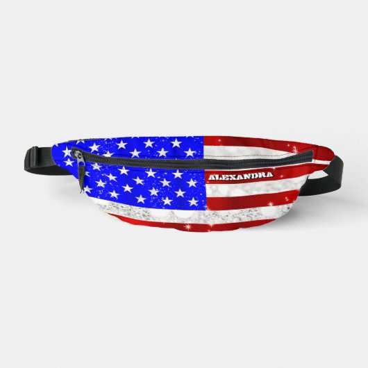 USA フラグ - 名前入り ファニーパック (正面)