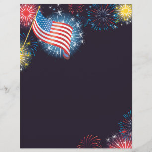 USA フラッグと花火のフライヤー チラシ