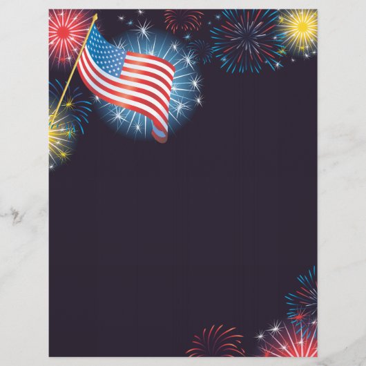 USA フラッグと花火のフライヤー チラシ (正面)